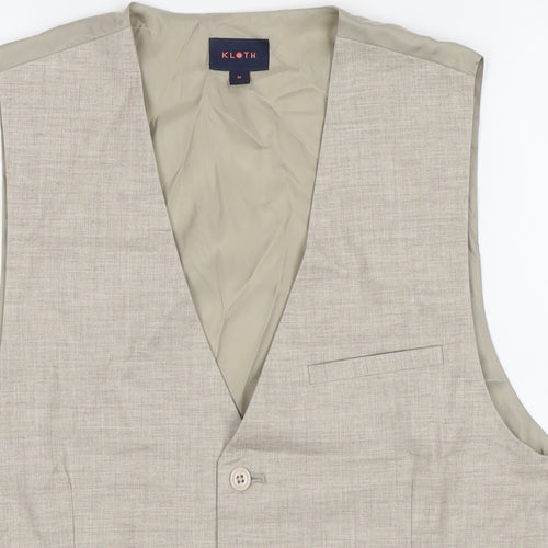 Kloth Mens Beige Polyester Jacket Suit Waistcoat Size M Regular