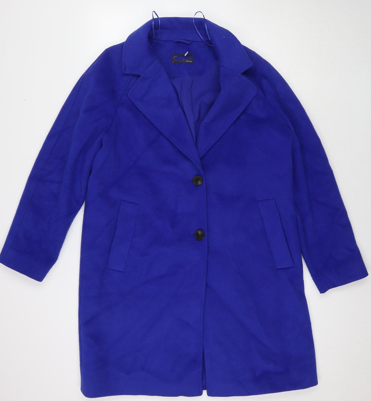 Marks and Spencer Womens Blue Pea Coat Coat Size 16 Button