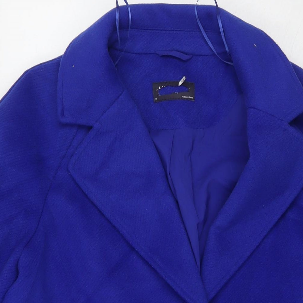 Marks and Spencer Womens Blue Pea Coat Coat Size 16 Button