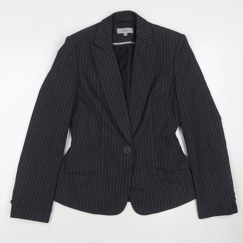 Marks and Spencer Womens Grey Striped Jacket Blazer Size 8 Button