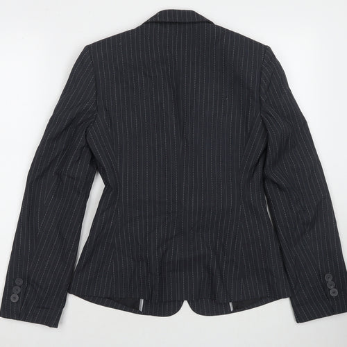 Marks and Spencer Womens Grey Striped Jacket Blazer Size 8 Button