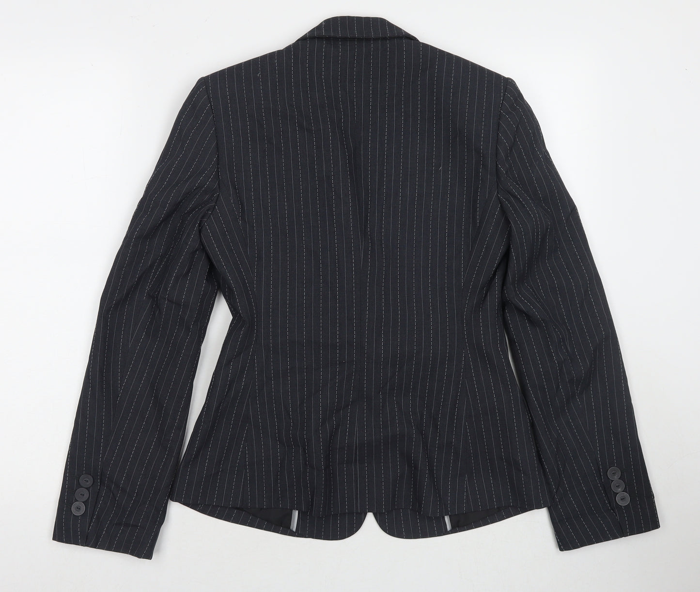 Marks and Spencer Womens Grey Striped Jacket Blazer Size 8 Button