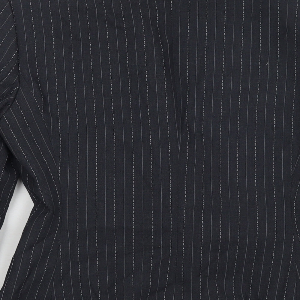 Marks and Spencer Womens Grey Striped Jacket Blazer Size 8 Button