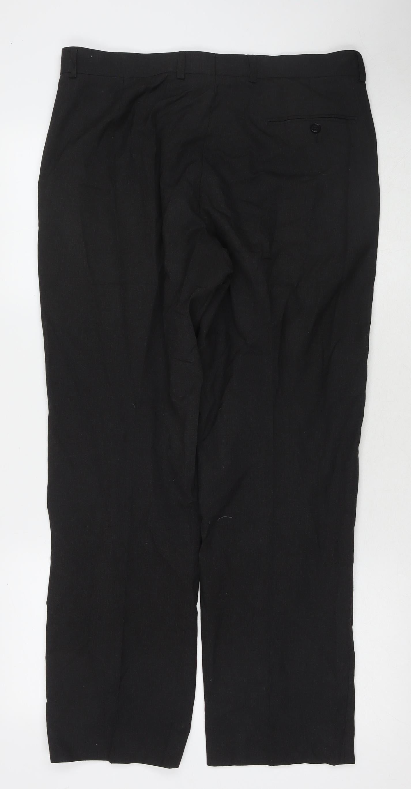 Marks and Spencer Mens Grey Polyester Trousers Size 34 in L31 in Regular Zip