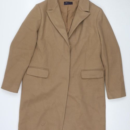 Marks and Spencer Womens Beige Overcoat Coat Size 14 Snap