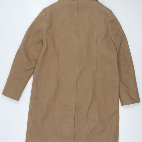 Marks and Spencer Womens Beige Overcoat Coat Size 14 Snap