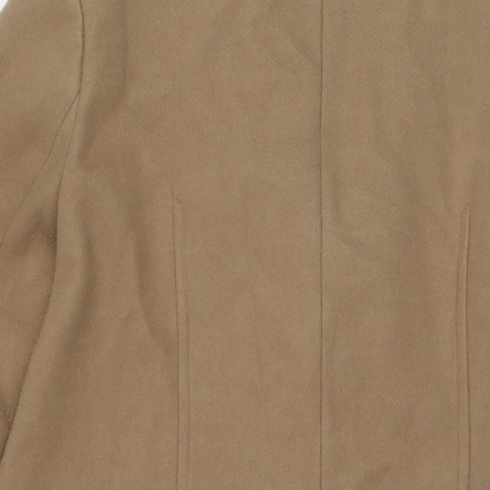 Marks and Spencer Womens Beige Overcoat Coat Size 14 Snap