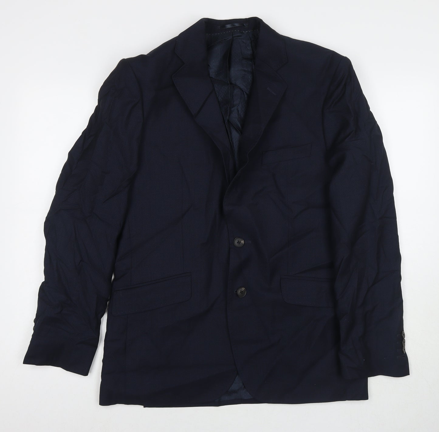 Jaeger Mens Blue Wool Jacket Suit Jacket Size 40 Regular