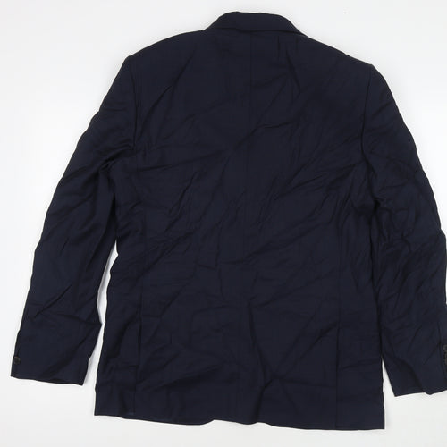 Jaeger Mens Blue Wool Jacket Suit Jacket Size 40 Regular