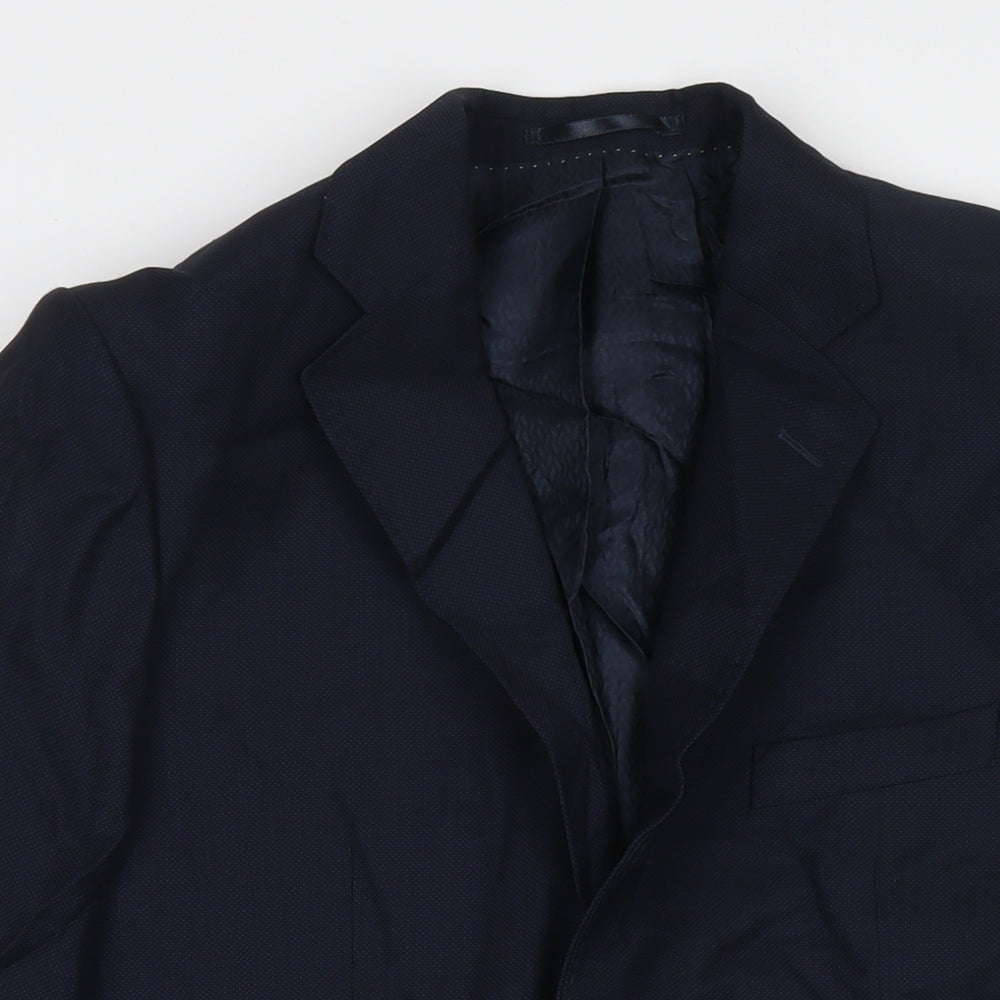 Jaeger Mens Blue Wool Jacket Suit Jacket Size 40 Regular