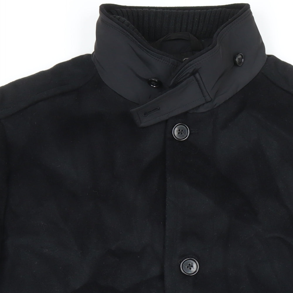 Marks and Spencer Mens Black Overcoat Coat Size 3XL Zip