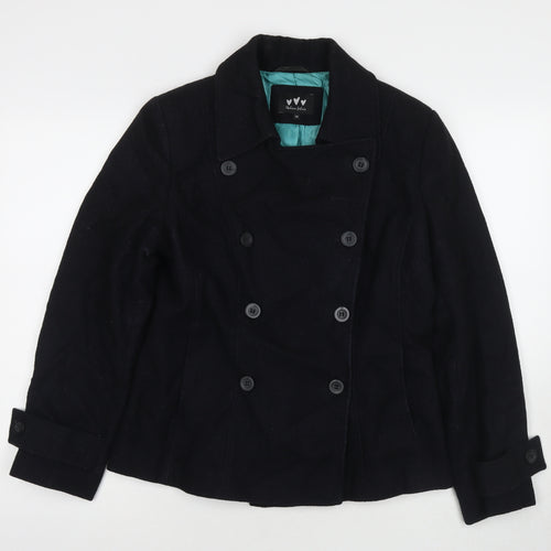 Marks and Spencer Womens Black Parka Coat Size 14 Button