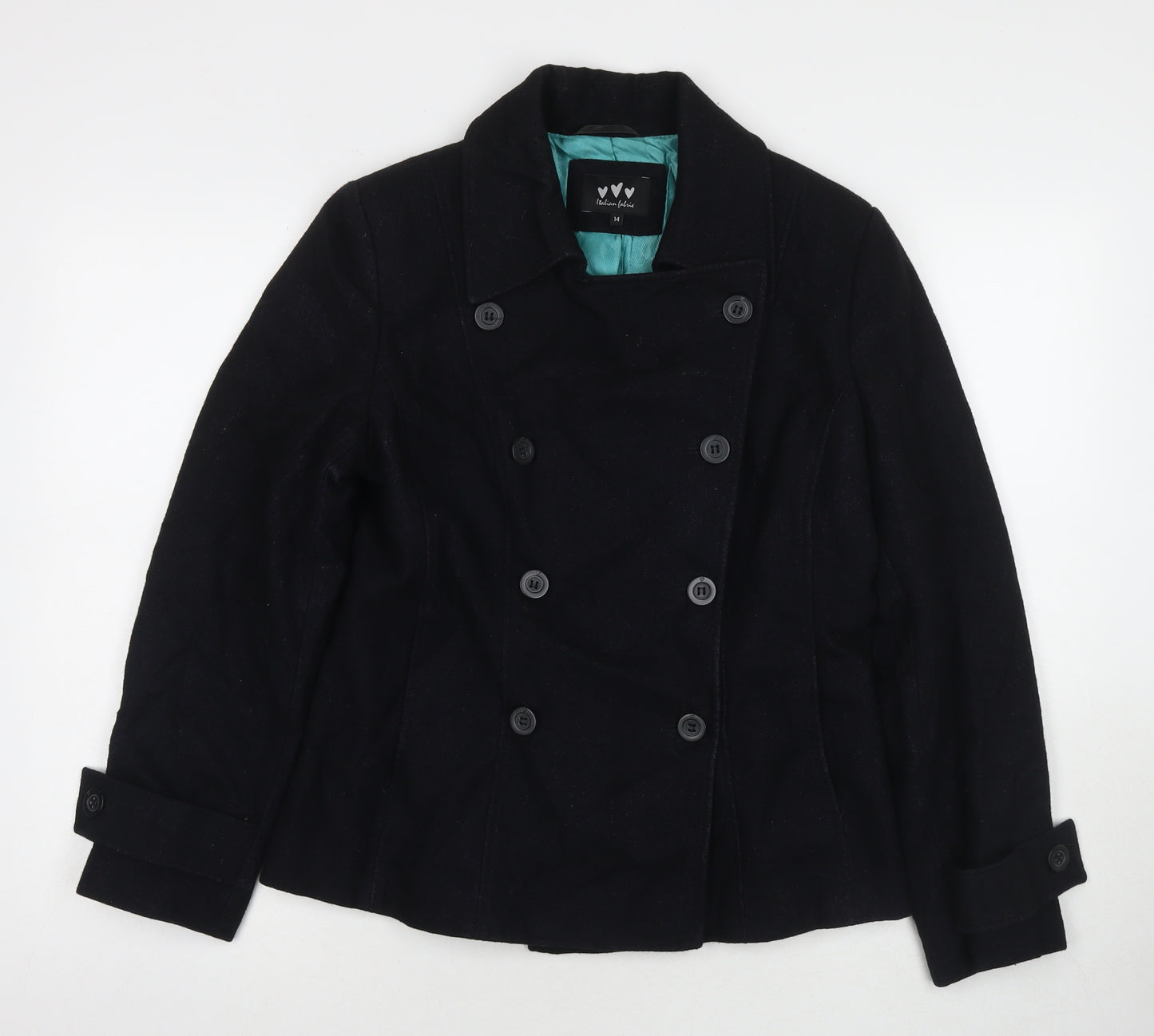 Marks and Spencer Womens Black Parka Coat Size 14 Button