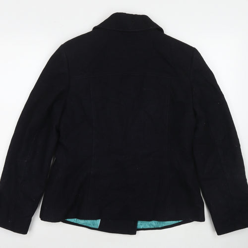 Marks and Spencer Womens Black Parka Coat Size 14 Button