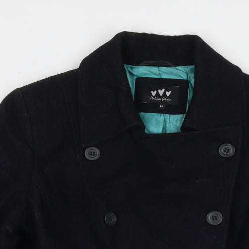 Marks and Spencer Womens Black Parka Coat Size 14 Button