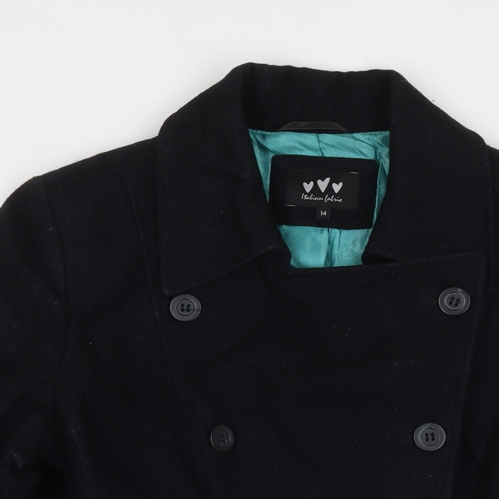 Marks and Spencer Womens Black Parka Coat Size 14 Button