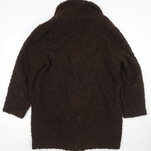 Marks and Spencer Womens Brown Overcoat Coat Size 14 Button