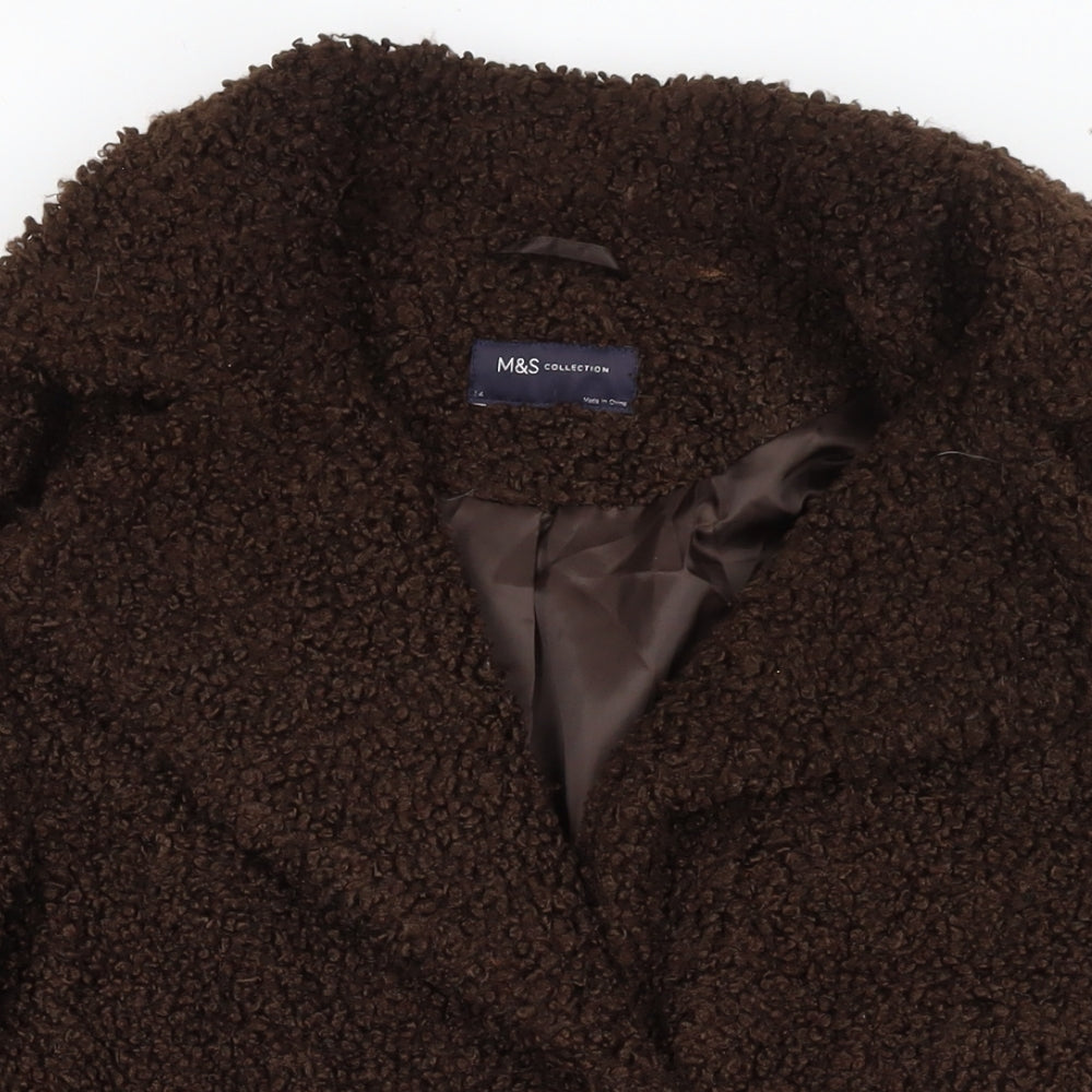 Marks and Spencer Womens Brown Overcoat Coat Size 14 Button