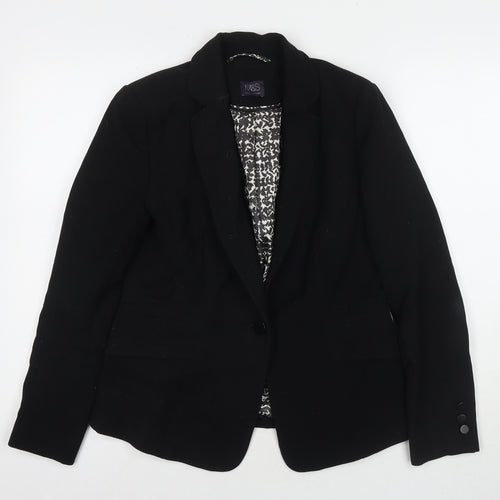 Marks and Spencer Womens Black Jacket Blazer Size 10 Button