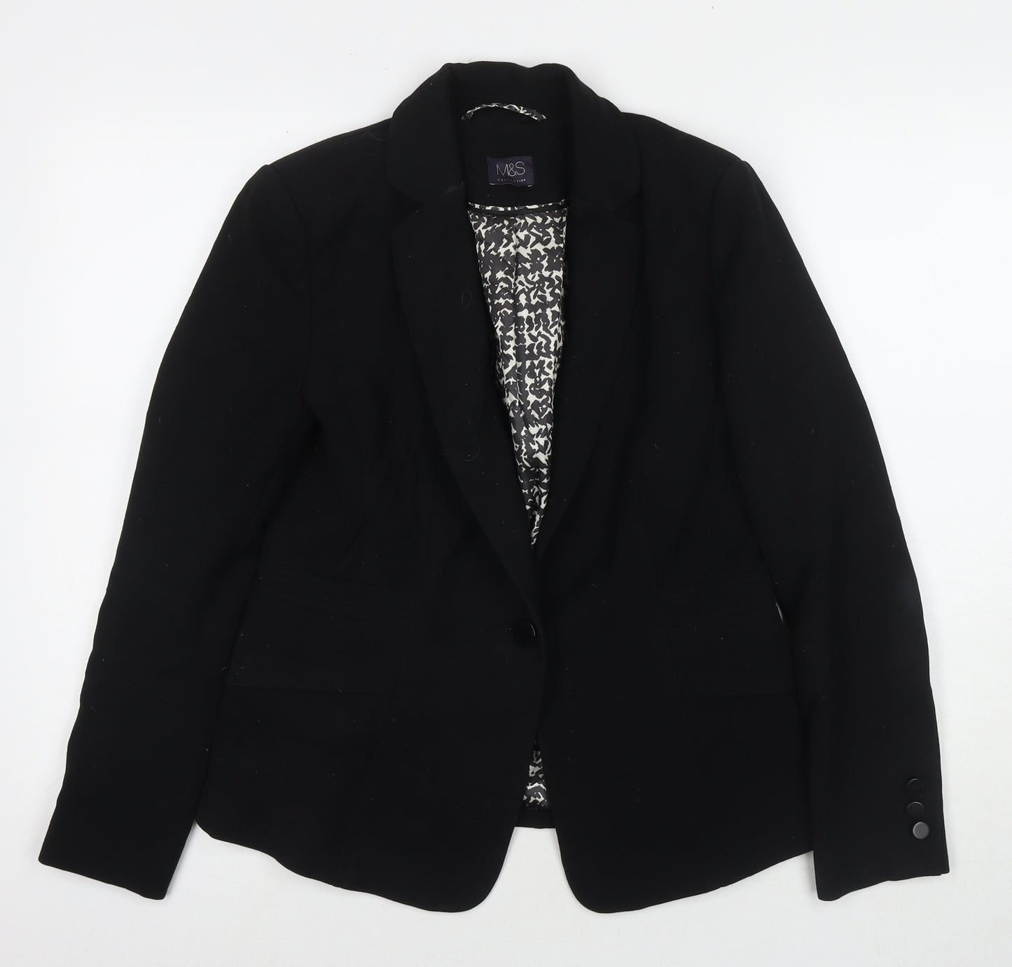 Marks and Spencer Womens Black Jacket Blazer Size 10 Button