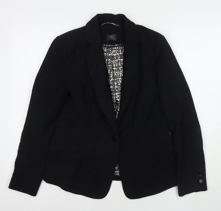 Marks and Spencer Womens Black Jacket Blazer Size 10 Button