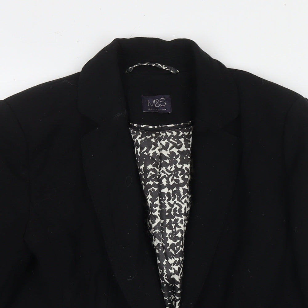 Marks and Spencer Womens Black Jacket Blazer Size 10 Button