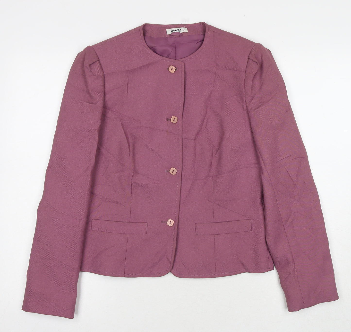 Dereta Womens Purple Jacket Blazer Size 12 Button