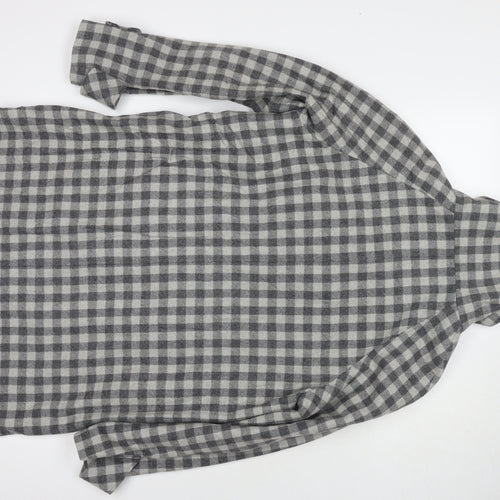 Marks and Spencer Womens Grey Check Overcoat Coat Size 14 Zip