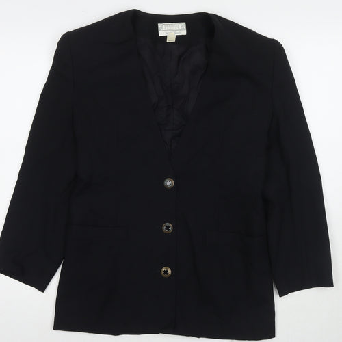 Braemar Womens Black Jacket Blazer Size 8 Button