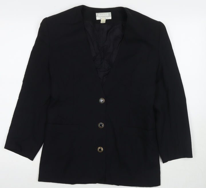 Braemar Womens Black Jacket Blazer Size 8 Button