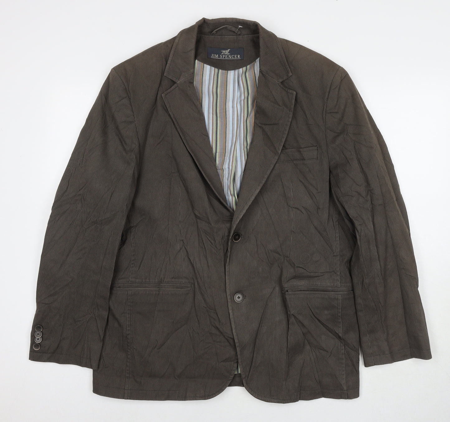 Jim Spencer Mens Brown Cotton Jacket Blazer Size 42 Regular - Label size 25