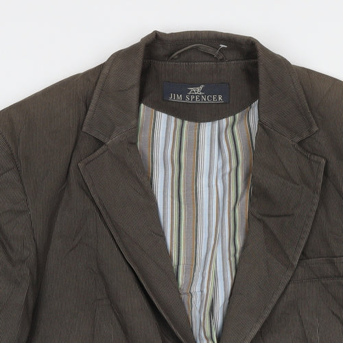 Jim Spencer Mens Brown Cotton Jacket Blazer Size 42 Regular - Label size 25