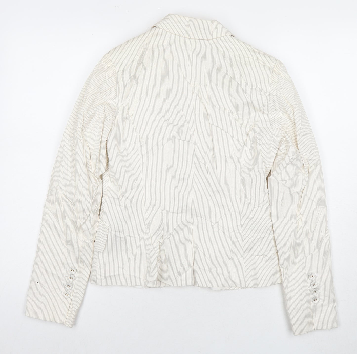 H&M Womens White Striped Jacket Size 6 Button