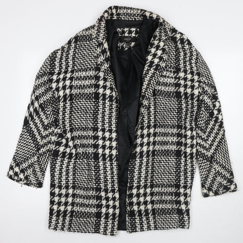 Mango Womens Black Herringbone Overcoat Coat Size M
