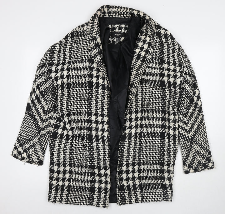 Mango Womens Black Herringbone Overcoat Coat Size M