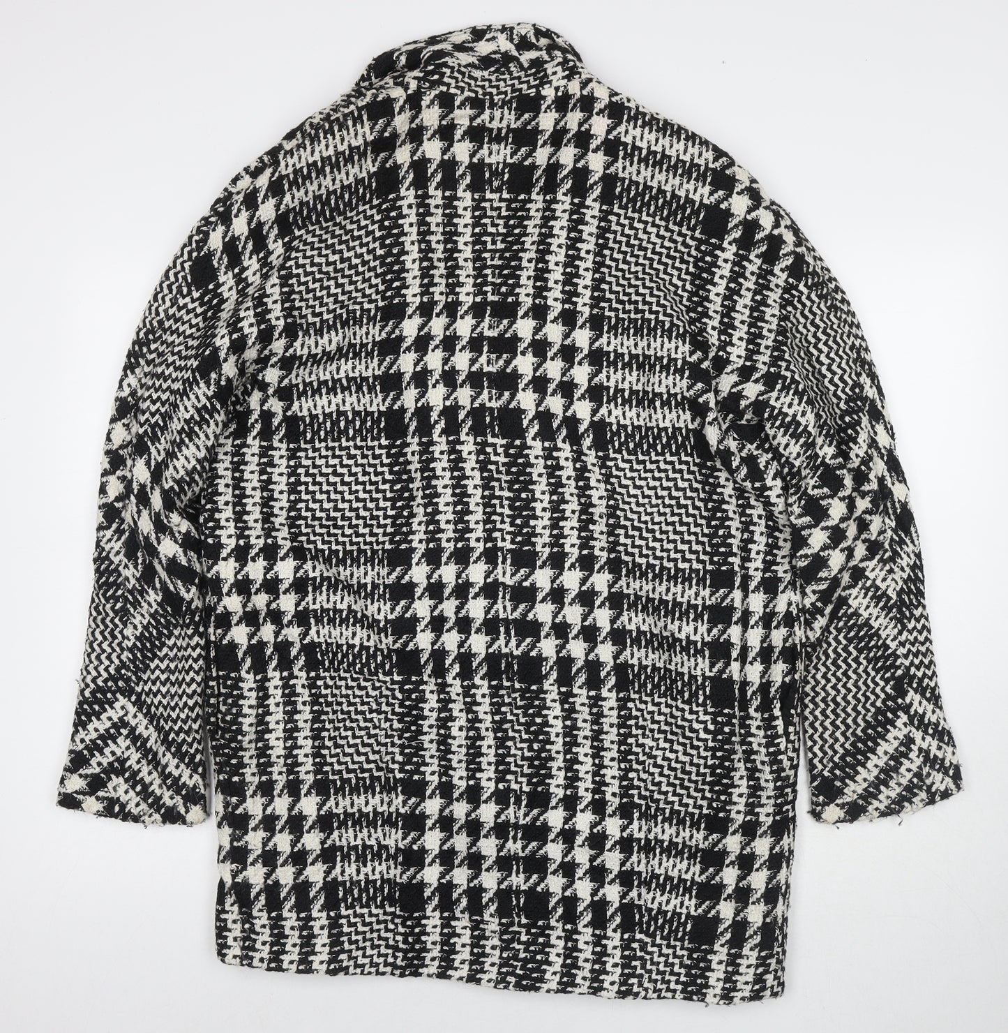 Mango Womens Black Herringbone Overcoat Coat Size M