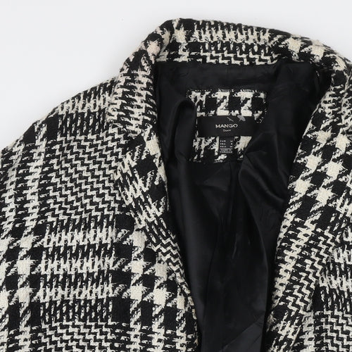 Mango Womens Black Herringbone Overcoat Coat Size M