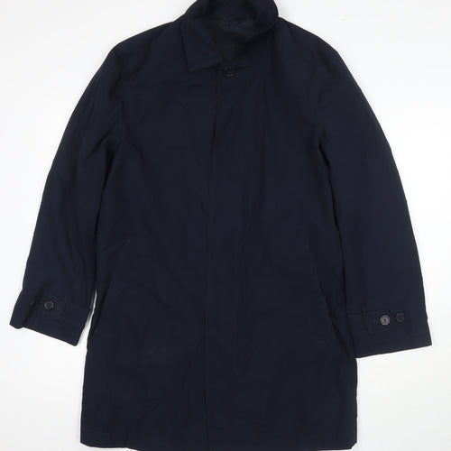 Marks and Spencer Mens Blue Trench Coat Jacket Size S Button