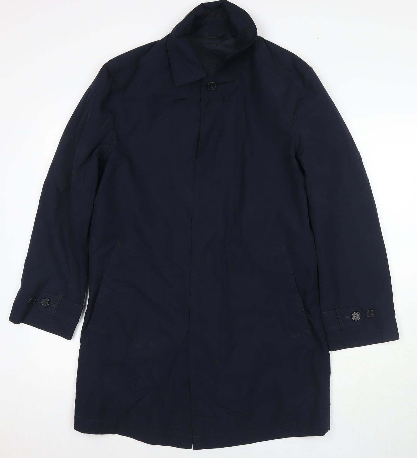 Marks and Spencer Mens Blue Trench Coat Jacket Size S Button