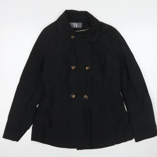 BHS Womens Black Trench Coat Jacket Size 12 Button