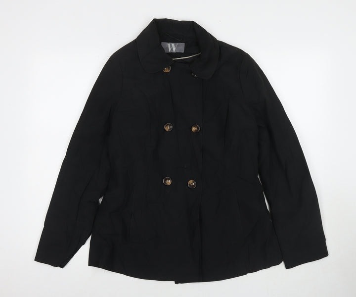 BHS Womens Black Trench Coat Jacket Size 12 Button