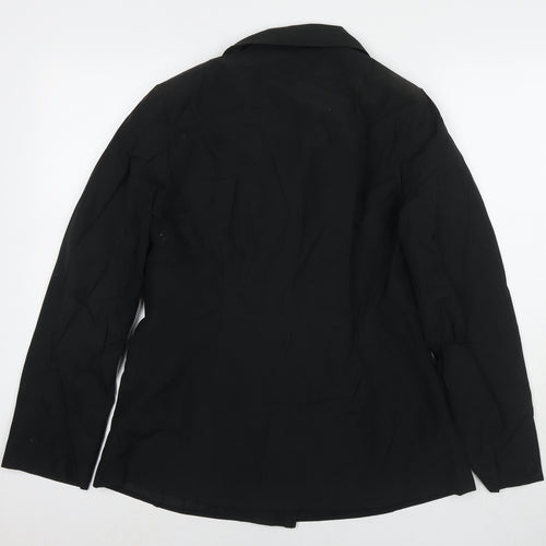 BHS Womens Black Trench Coat Jacket Size 12 Button