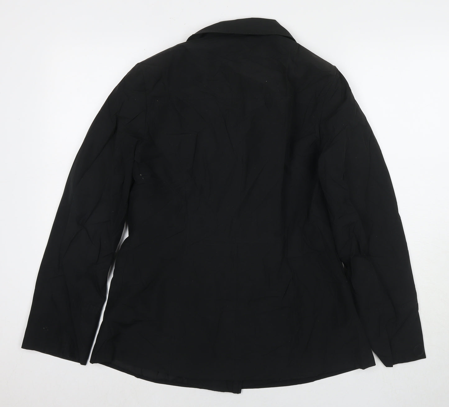 BHS Womens Black Trench Coat Jacket Size 12 Button
