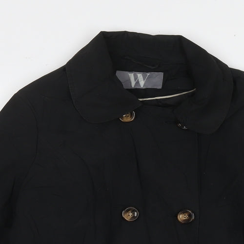 BHS Womens Black Trench Coat Jacket Size 12 Button