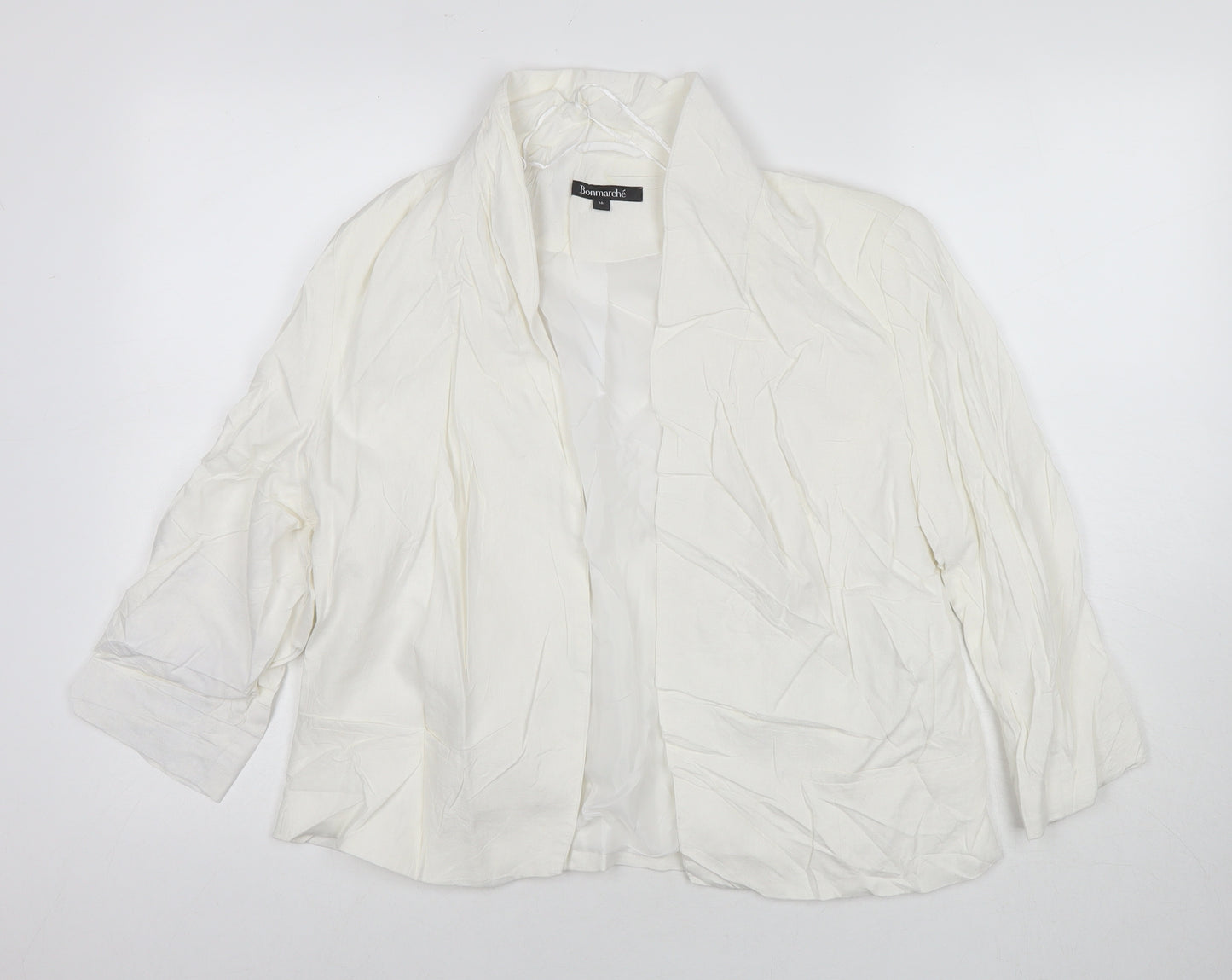 Bonmarché Womens White Kimono Blazer Size 14