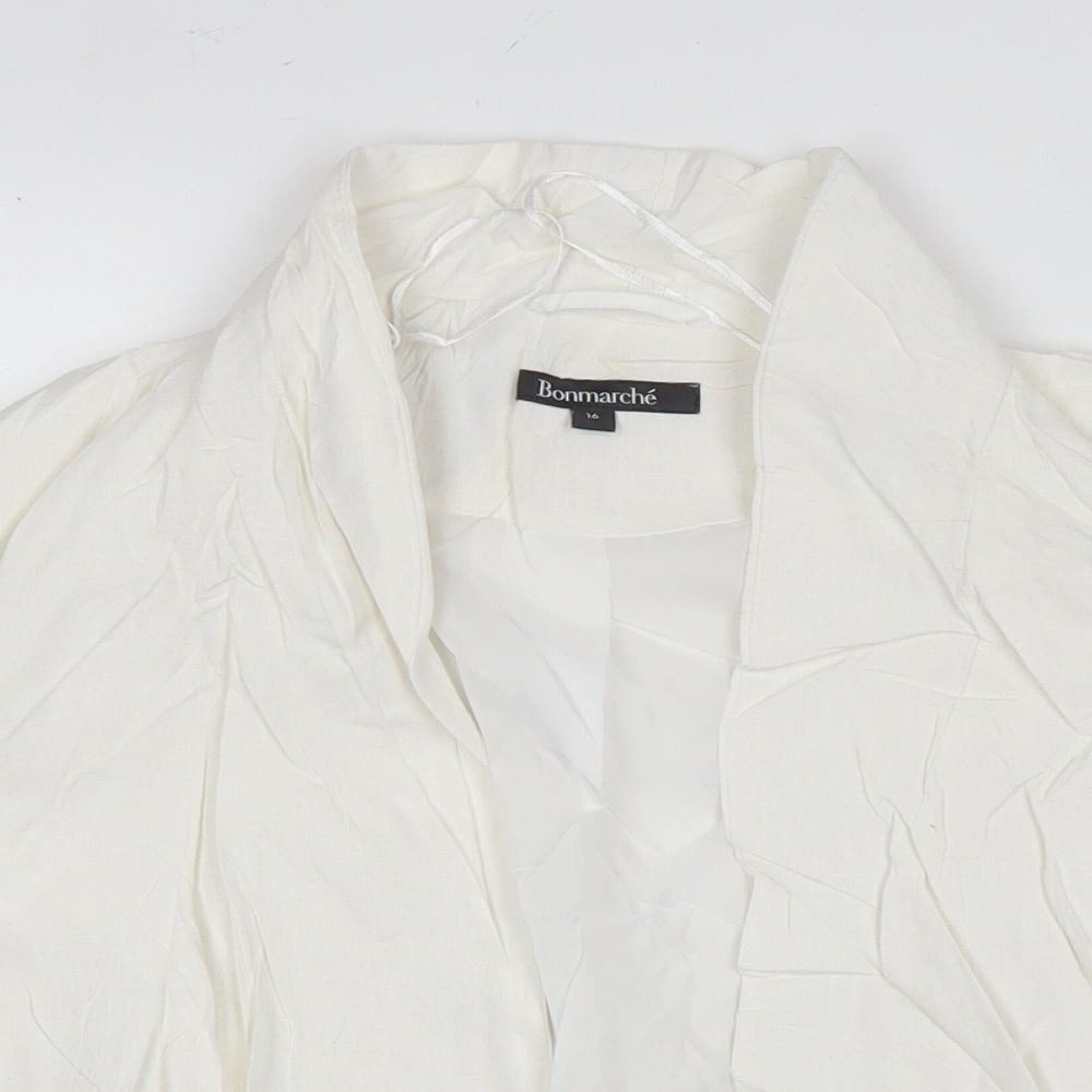 Bonmarché Womens White Kimono Blazer Size 14