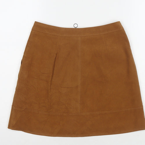 New Look Womens Brown Polyester A-Line Skirt Size 8 Zip