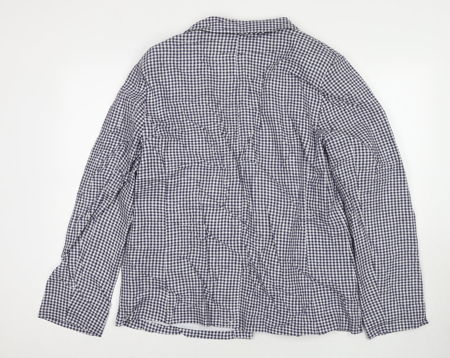 Rockmans Womens Blue Check Jacket Blazer Size 16 Hook & Eye