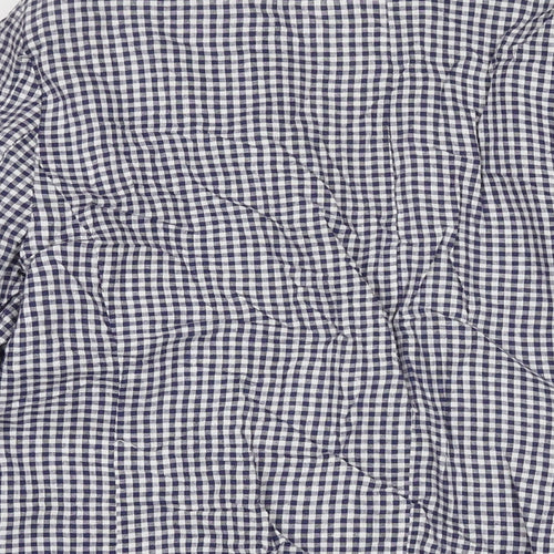 Rockmans Womens Blue Check Jacket Blazer Size 16 Hook & Eye