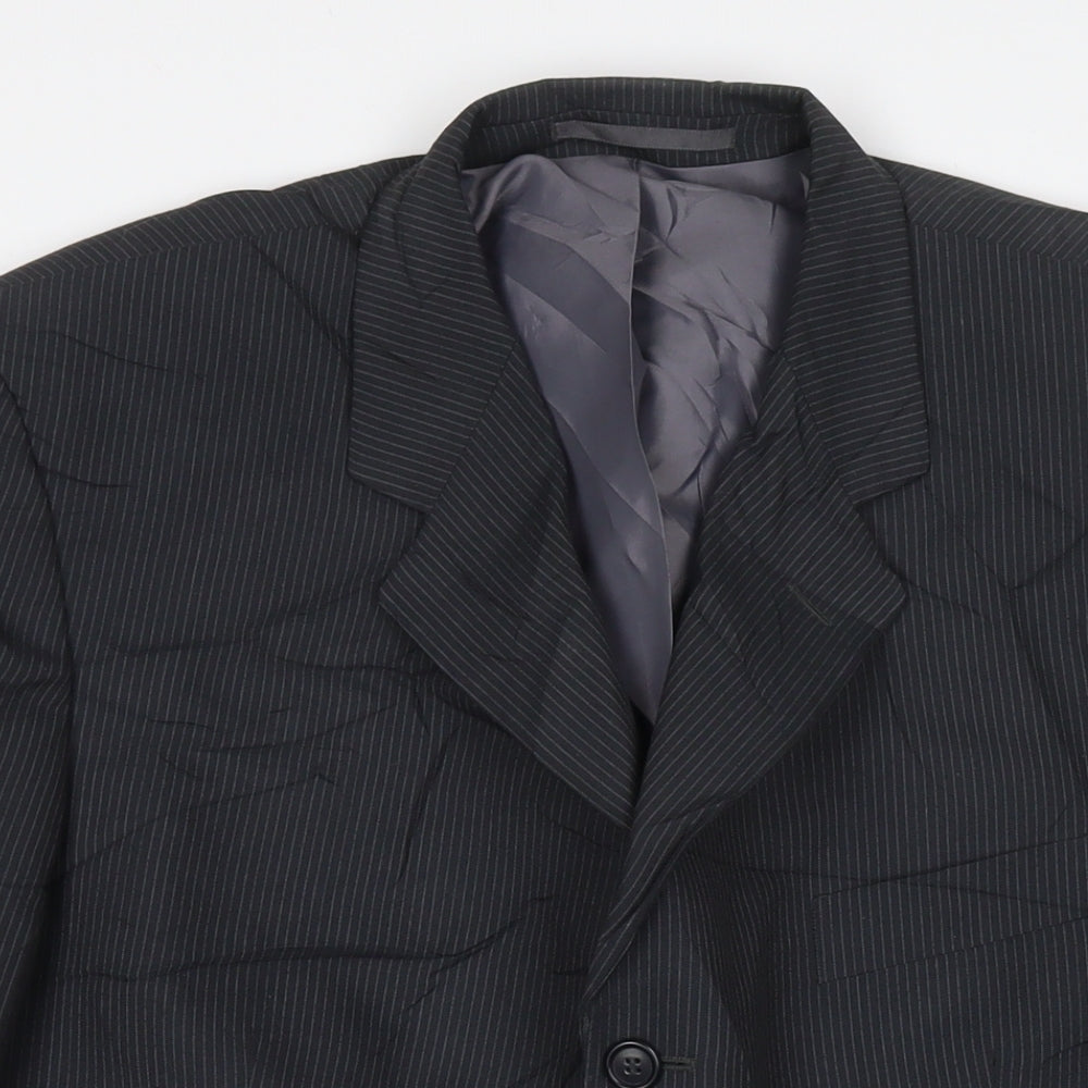 Genesis Mens Grey Striped Polyester Jacket Suit Jacket Size 46 Regular